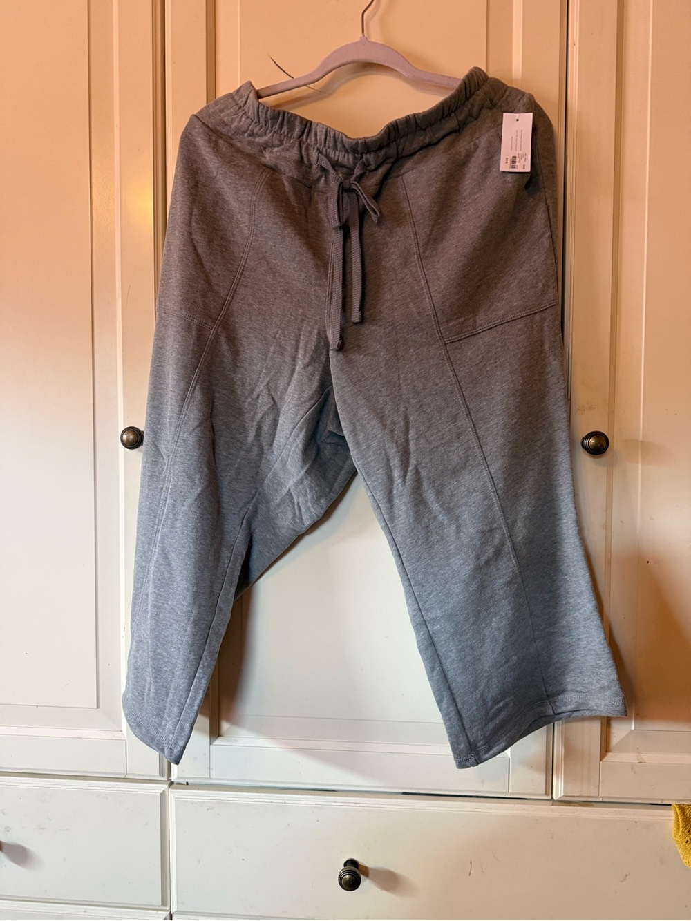 Lane Bryant Light Gray Drawstring Wide-Leg Capris
